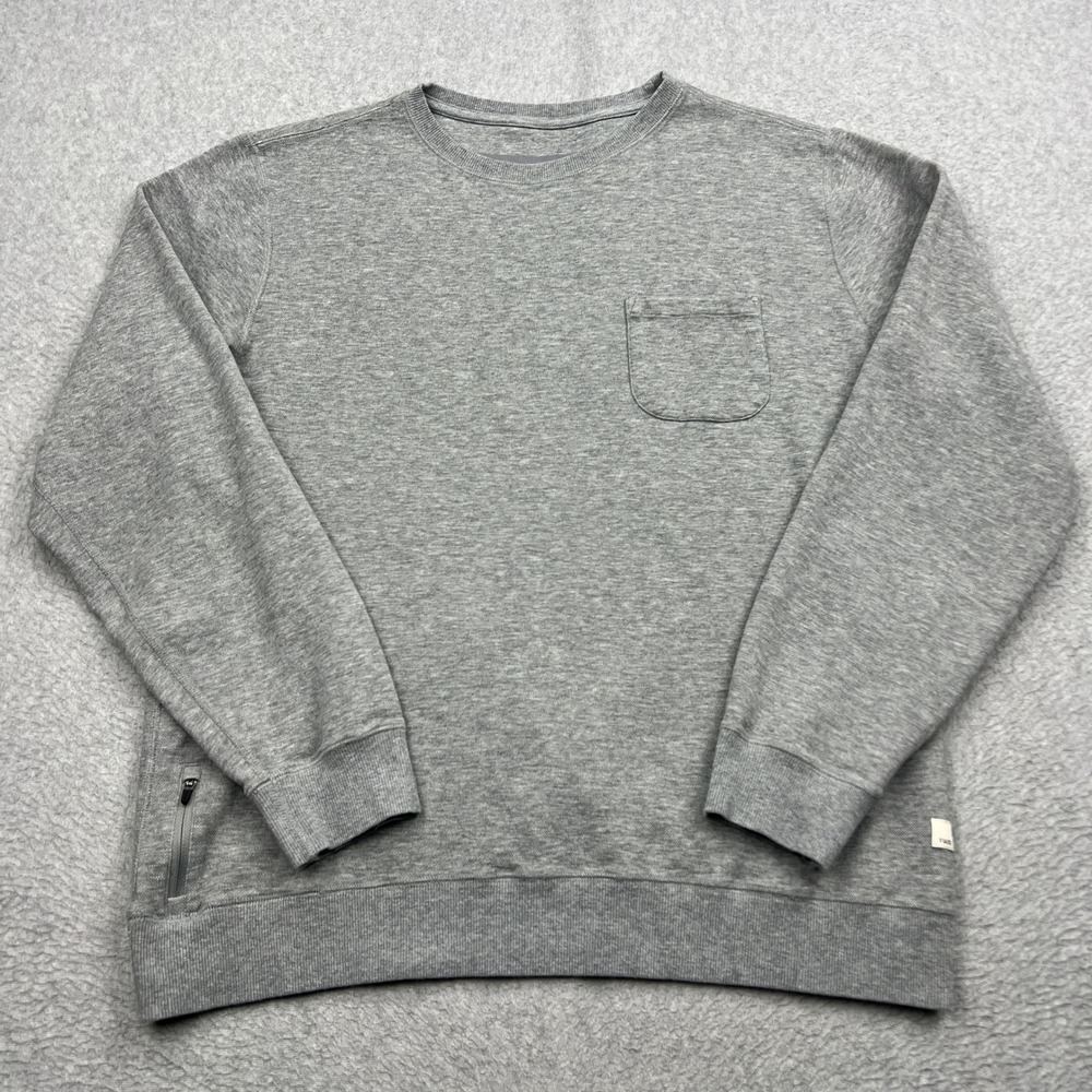 Vuori Jeffreys Pullover Sweater Mens XL Gray Pocket Crew Sweatshirt Lounge V218